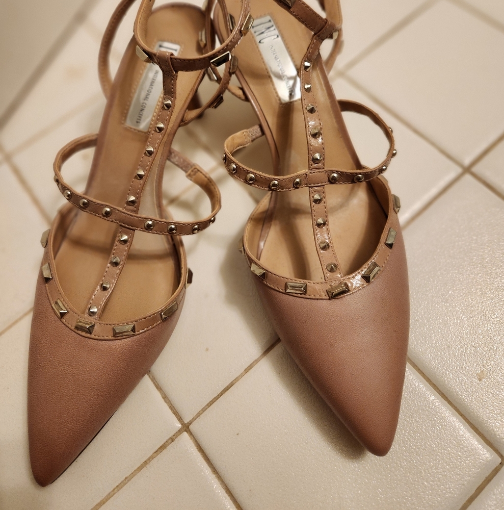 INC Nude Studded Heels